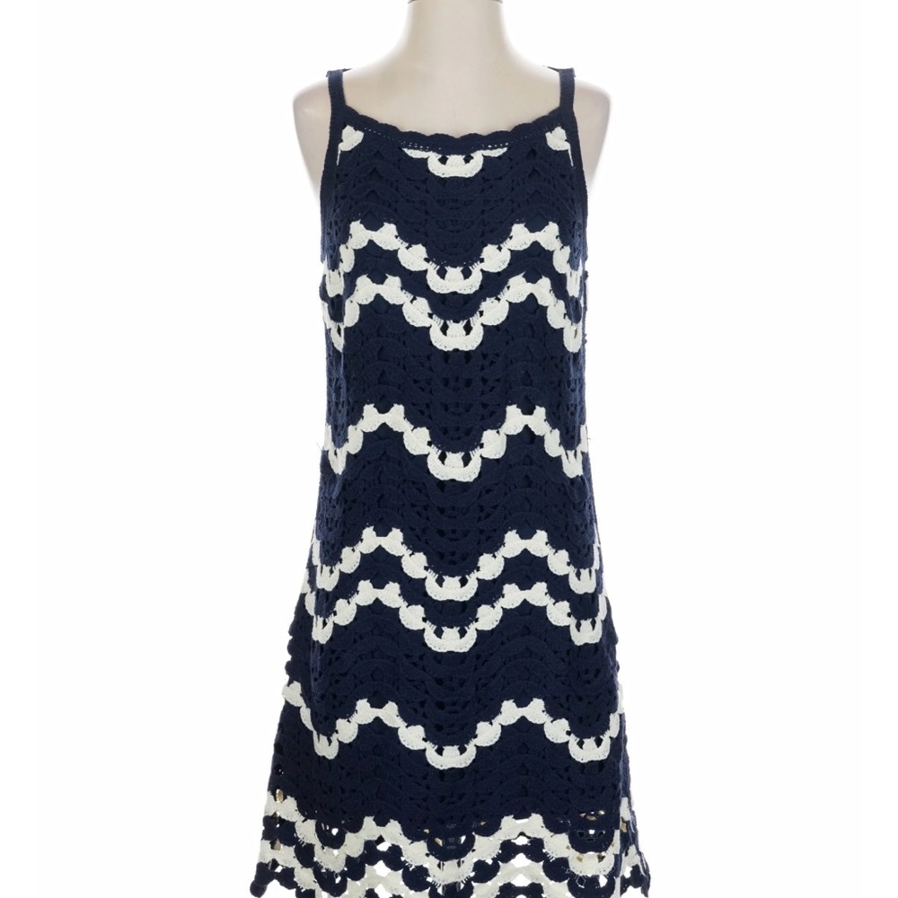House of Harlow 1960 Navy and Cream Lace Mini Dress